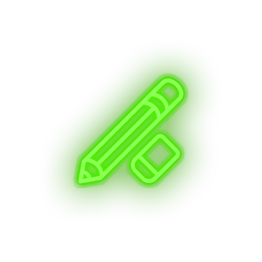 green pencil_erase led back to school education erase pencil student study write neon factory