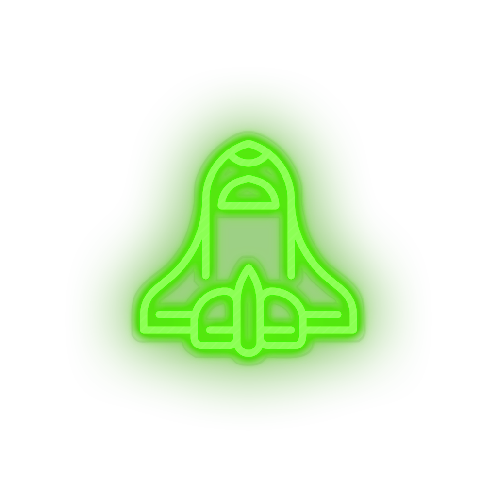 green space_ship led adventure astronomy outer space space space ship spacecraft transportation neon factory