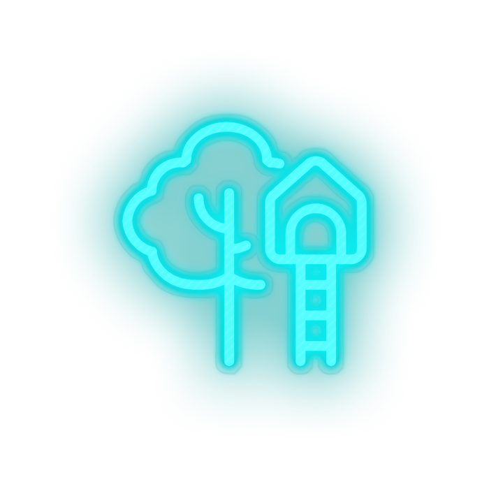 House Playground Outdoors Tree Treehouse Neon Sign - Family Babies Kids ...