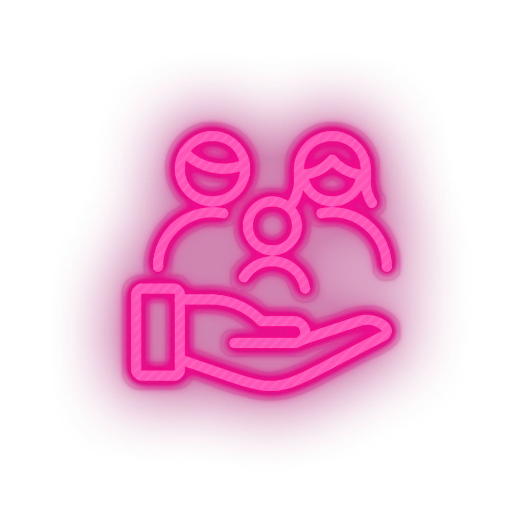 pink family parent hold children human person hand parents child kid baby led neon factory