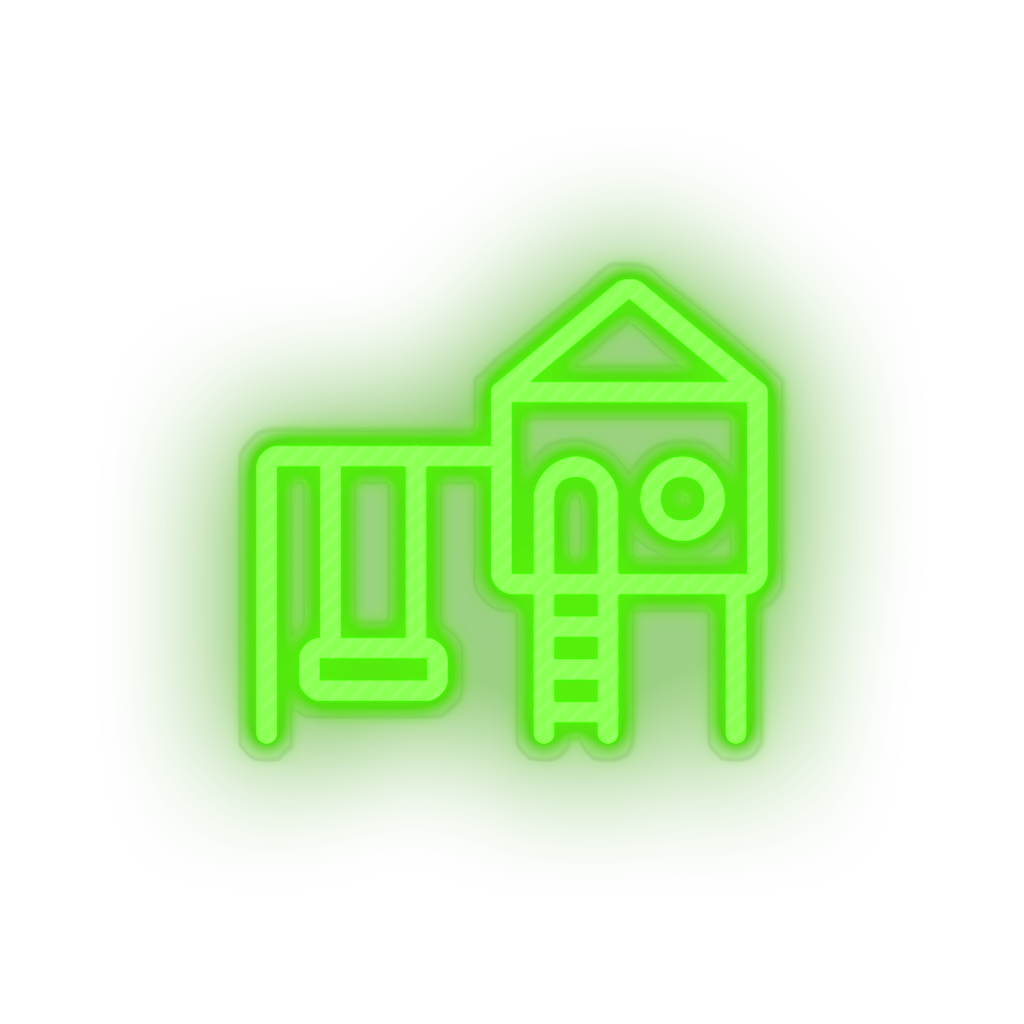 green family swing play children playground outdoors child structure kid baby playhouse led neon factory