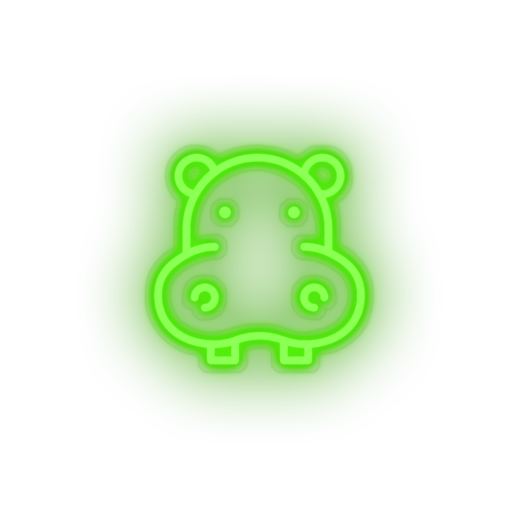 green hippopotamus led animal cartoon fauna herbivore hippo hippopotamus zoo neon factory