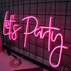26in x 12in Lets Party Neon Sign Flex Led Custom Pink Light 12V Home Room Decoration Ins