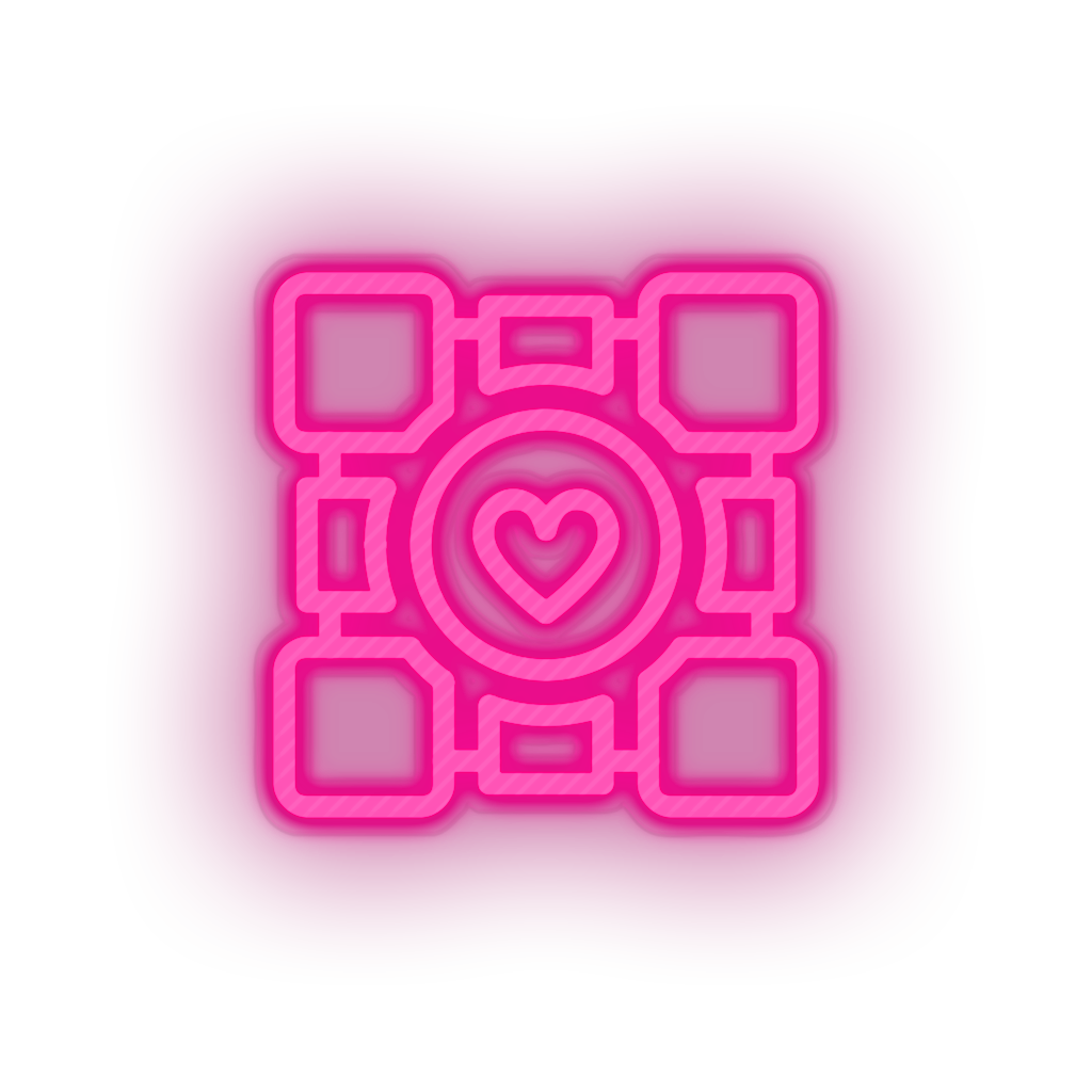 pink video game logo companion cube led neon factory